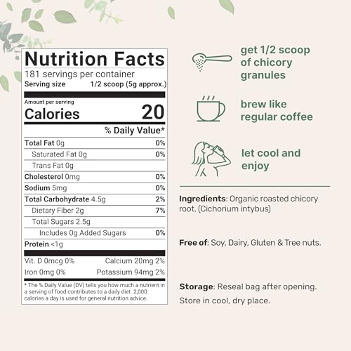 Micro Ingredients Organic French Chicory Root, 2Lbs | Roasted Chicory Granule For Chicory Coffee | Brews Like Regular Coffee | Caffeine Free Coffee Substitute thumb #1