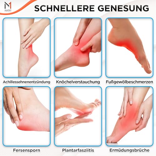 Mata1 - Knöchelbandage für Männer & Frauen - Fußbandage für Plantarfasziitis, Verstauchungen, Achillessehnen & Sehnenentzündungsunterstützung - Verstellbare Kompressionshülse mit elastischen Bändern.