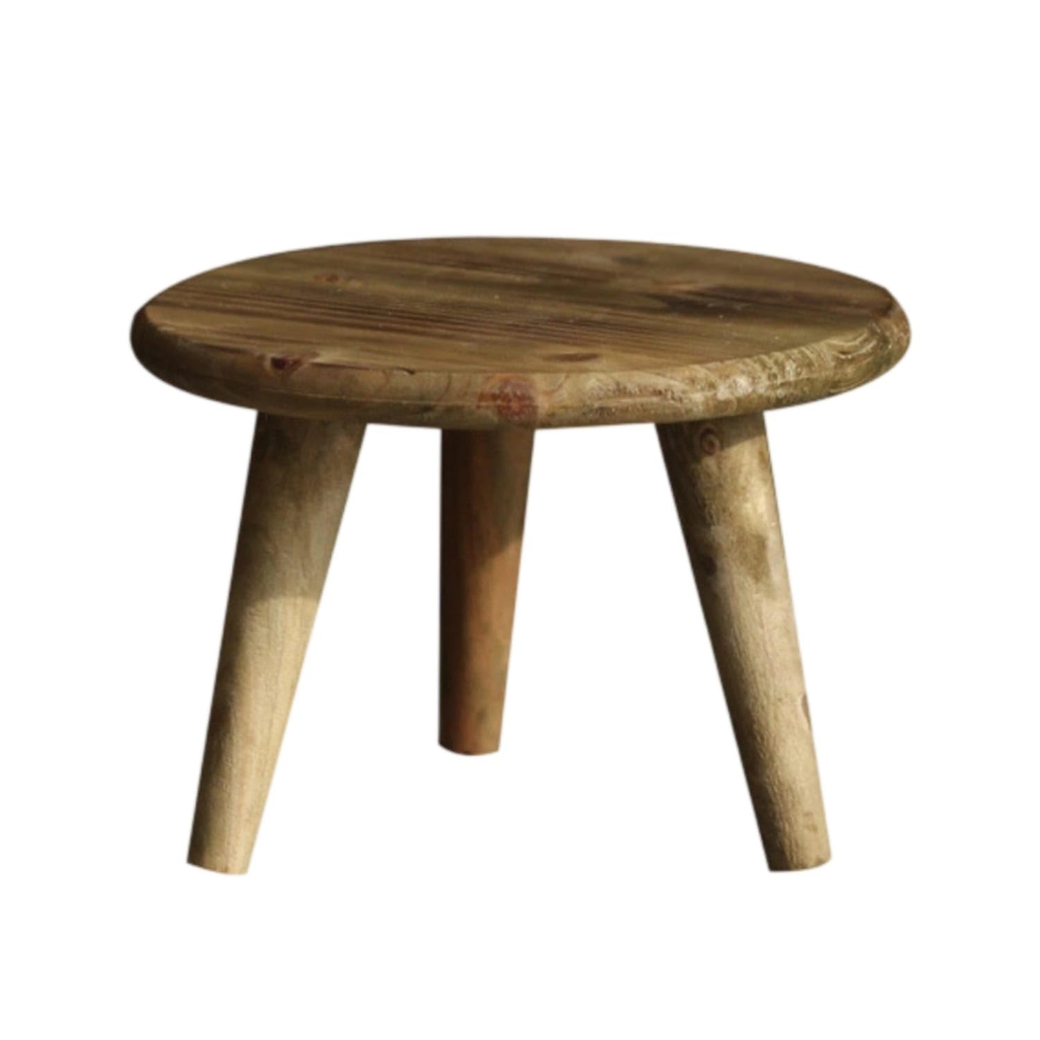 Natural Finish Three-Legged Stool Low-Height Round Stool Rounded Furniture Mini for Photo Prop, Plant Stand, Tabletop Display, M|Stools|Home & Garden-image-33