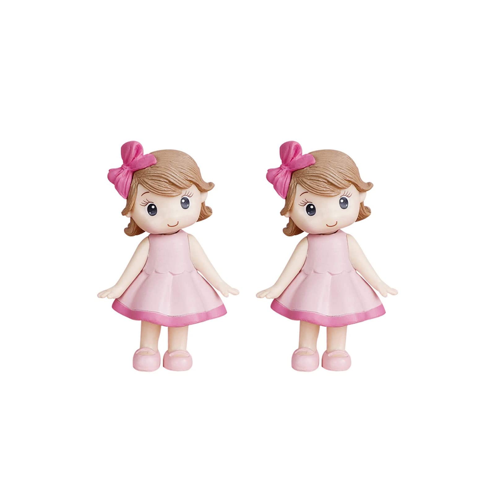 2 Pcs Birthday Cake Ornament Polyvinyl Chloride Doll Figures Cake Topper Adorable Doll Model for Cake Girls Gifts