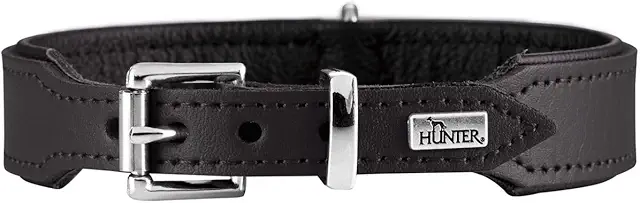 HUNTER Hundehalsband BASIC Leder - Schwarz, Größe 42, Pflegeleicht