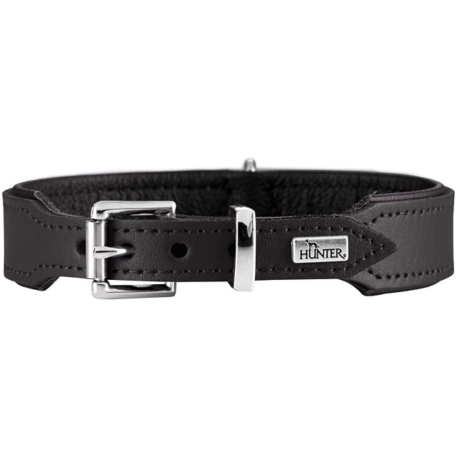 Hunter - Collar de perro, negro, 35-39,5 cm, 2,6 cm ancho