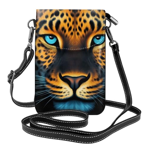 Téléphone portable femme sac bandoulière réglable cuir léopard
