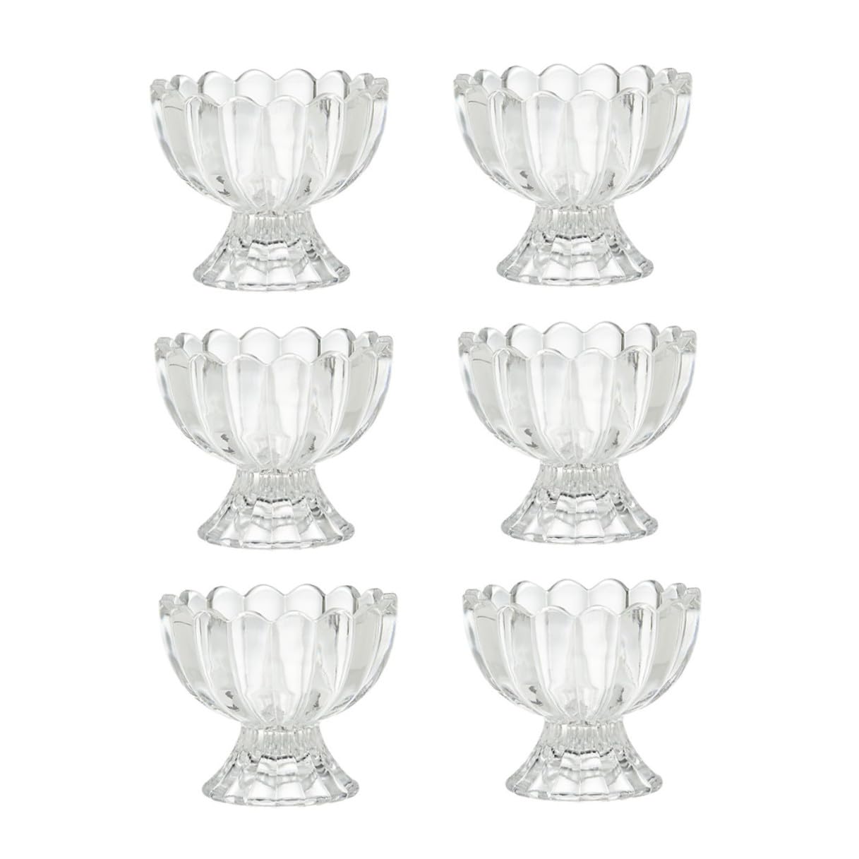 6 pezzi Bicchieri Gelato in Vetro Trasparente Coppe Dessert Resistenti Caldo e Freddo per Gelato Pudding e Frutta Design Elegante e Compatto per Casa Bar e Ristoranti