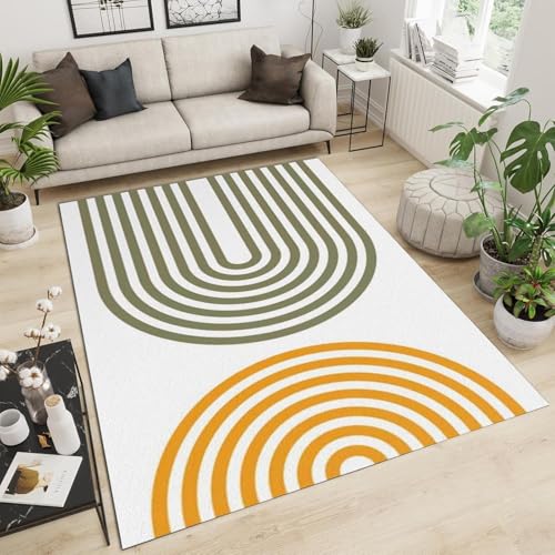 Tapis de salon en polyester doux au design abstrait chic - 4