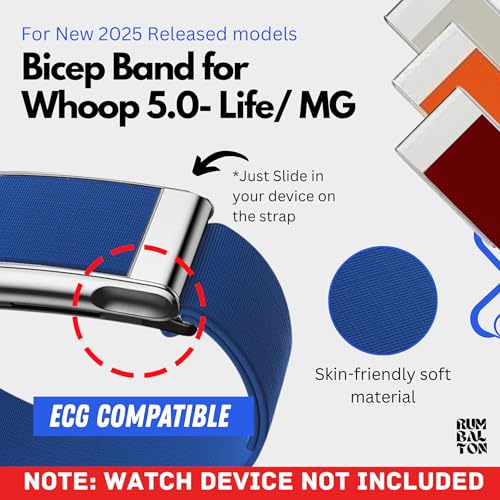 Image of Hydra Soft Bicep Strap for WHOOP 5.0 One /Peak /Life MG Band - Breathable Adjustable Waterproof Replacement Bicep Strap for WHOOP Band 5.0 - Not Compatible with Gen 4 (Blue, Life /Mg)
