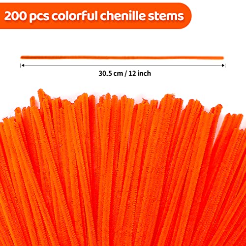 Eppingwin 200pcs Pipe Cleaners, Orange Pipe Cleaners Craft Supplies,Chenille Stems for DIY Arts Crafts Project(Orange)