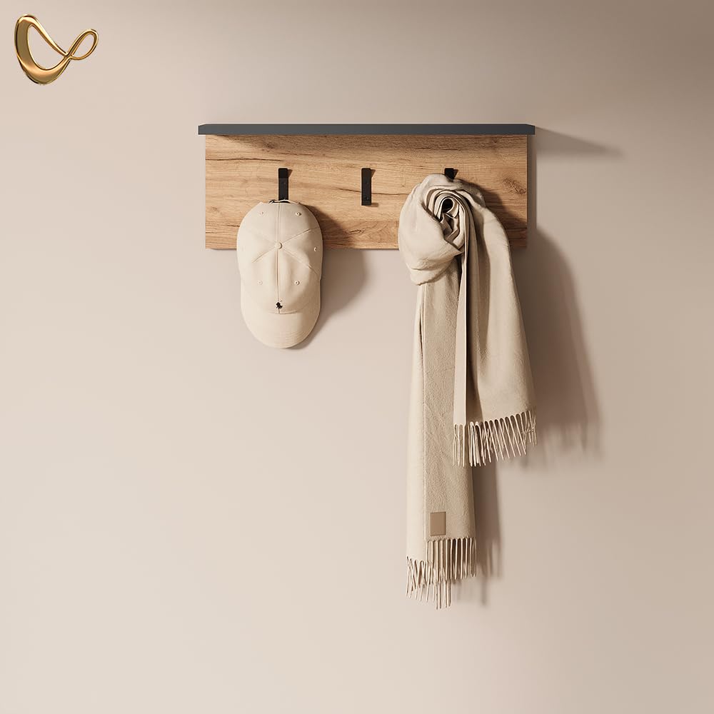 Livinity Appendiabiti da parete Ortello Antracite/Rovere dorato 60x21.6 cm