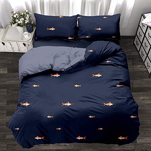 Housse de couette océan vie marine en polyester microfibre avec parure de lit poisson double