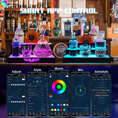 Goh&Fty Led Lighted Liquor Bottle Display Shelf,App16/24In-2Step Led Bar Shelf With Wireless Remote& Multicolor Led Light,Liquor Cabinet For Home Bar Accessories,-16Inche2 Tier #TOP3