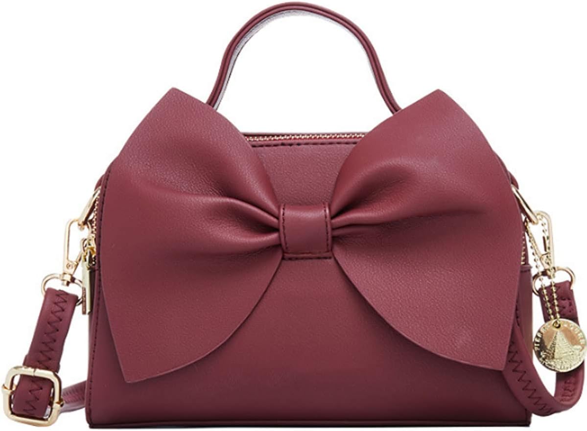 Shoulder Bag for Women PU Leather Purse Bowknot Handbag Fashion Top-Handle Satchel Ladies Crossbody