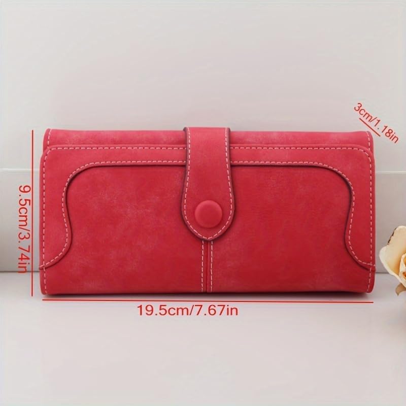 Wallet Women, Women's Vegan Wallet, 17 Card Slots Card Holder Bifold, Large Capacity Zipper Pocket Phone Handbag With ID Window (Dark Blue)3