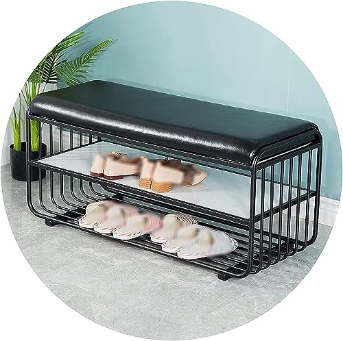 Banc à chaussures avec rangement entrée et tabouret assise coussin - 2