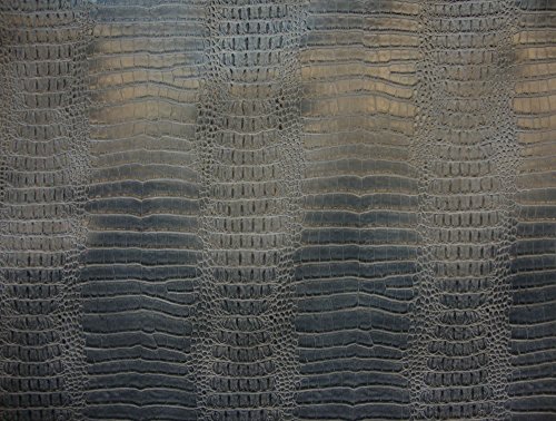 luvfabrics Vinyl Faux Fake Leather Crocodile Nile Charcoal Blue Embossed Faux Upholstery Fabric Sold Per Yard 55