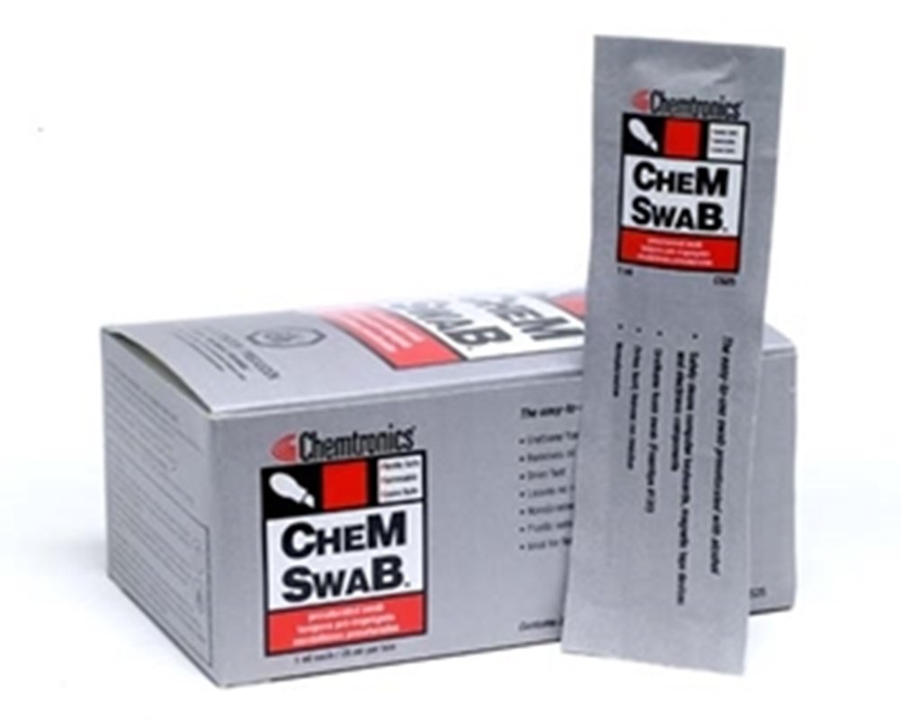 Chemtronics CS25 Chemswab Presaturated Swabs, 25/Pkg