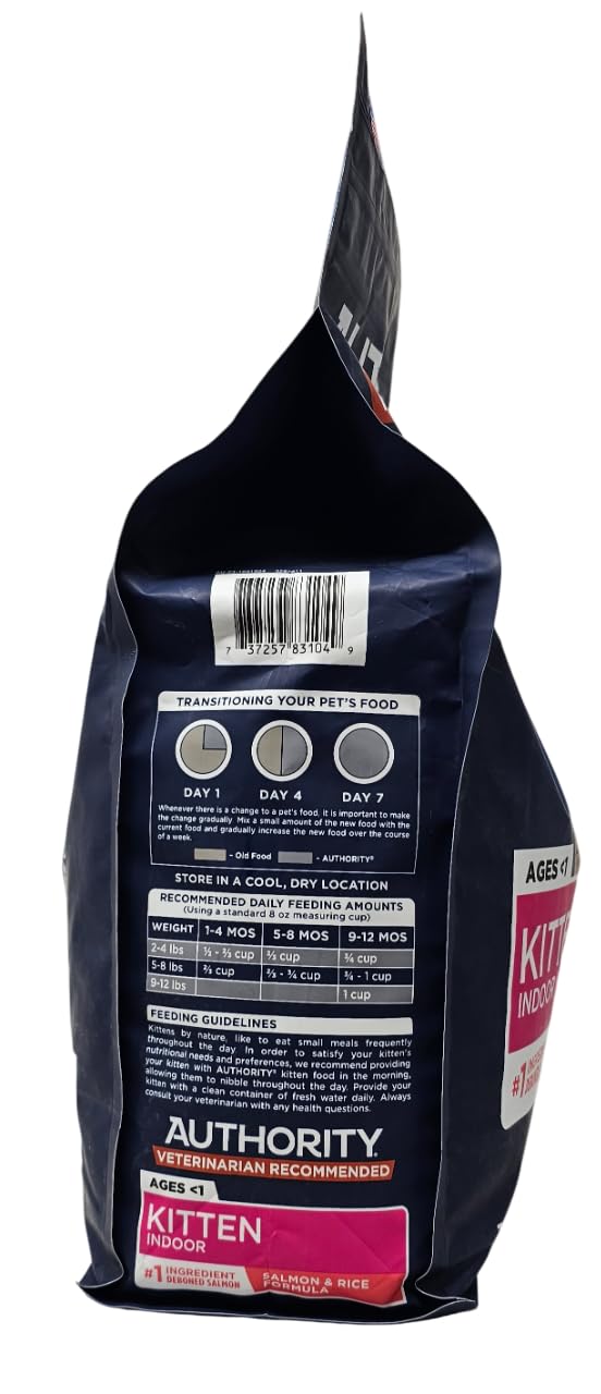 Authority Indoor Kitten Salmon and Rice Dry Cat Food, 7 Pound Bag