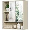 ChooChoo Bathroom Wall Mirror Cabinet Medicine Cabinet with Single Door and Adjustable Shelf Over The Toilet Space Saver Storage Cabinet Cream Yellow