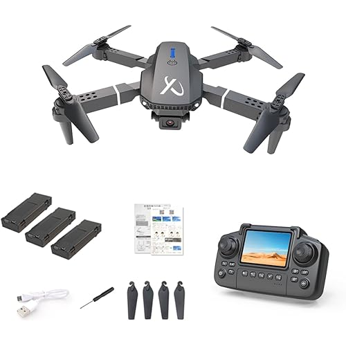 Falcon X 4K Camera Drone with Built-in remote screen for beginners, WiFi FPV, Foldable Quadcopter with 3 Batteries & Hard Case, Ideal for Adults & Kids
