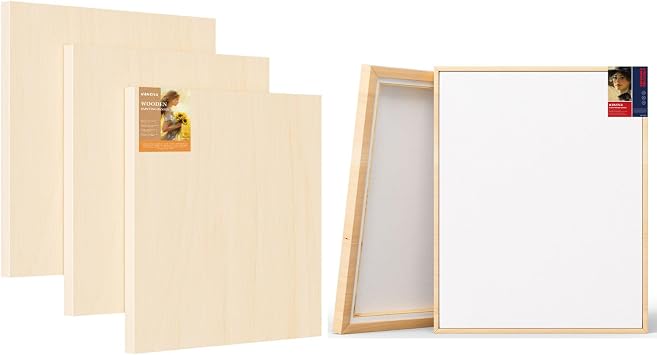 Wooden Canvas Panels Board 12x12 Inch- Blank Framed Canvas Wall Art 16x20