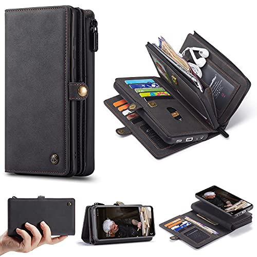 Galaxy A52 4G 5G ケース 手帳型 財布型 レザー サムスン Galaxy A52 携帯カバー ケース手帳がた 高級レザー 小銭入れ コインケース 大容量 財布 カードケース カード入れ 17枚収納 長財布 耐衝撃カバー 電話ケース スマホカバー ギャラクシー A52 対応 ブラック