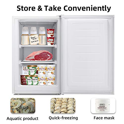 Joy Pebble Free Standing Upright Freezer with Removable Shelf, Adjustable Thermostat, Compact Reversible Single Door Vertical Freezers for Home/Hotel/Apartment/Office (3.0 cu.ft, White) - Thumbnail 3