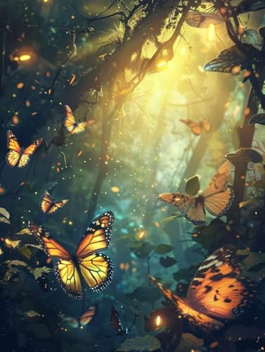 Peinture Diamant Papillons Soleil - Décorez votre salon avec ce kit de broderie 50x70cm