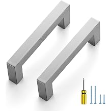 Ravinte 3 Pack Brushed Nickel Kitchen Cabinet Handles 3-1/2 Inch Cabinet Pulls Square Kitchen Hardware for Cabinet Drawer Pulls Drawer Handles Come with Screwdriver