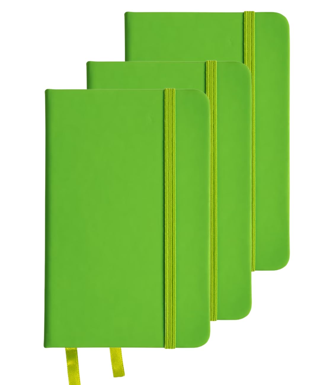 Taccuino A6 con Elastico – Copertina Rigida in Similpelle PU, 80 Pagine, Carta Bianca 80g/m² – Quaderno Tascabile per Appunti, Viaggi, Diario, Scuola, Ufficio (100, Verde Mela)