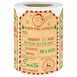Etiquetas adhesivas de regalo de Navidad, 200 calcomanías autoadhesivas de papel kraft de Papá Noel