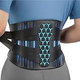 Rakiie 腰 サポーター 男女兼用 7本安定サポート 取り外し3D腰パッド 強力固定 快適フィット 圧力調整可能 着脱簡単 蒸れにくいメッシュ素材 腰椎サポート 腰ベルト 腰痛 コルセット 姿勢サポート 日常生活 仕事 スポーツ 家事 運転 坐骨神経痛 椎間板ヘルニアの緩和に最適 腰の負担軽減 ブルー サイズ M (ウエスト: 85-100CM)