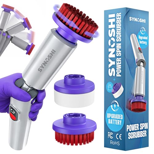 Image of SYNOSHI PRO Electric Spin Scrubber Cordless Cleaning Bathroom Scrubber | Waterproof Shower Cleaning Brush with Adjustable Angles, 2 Speed, 180Min Work Time for Floor, Bathtub, Kitchen, Car, Tub
