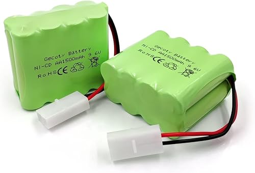 Batería RC de 9.6 V, paquete de 2 baterías recargables de Ni-Cd de 1500 mAh de 8 celdas AA con enchufe Tamiya para camión RC tanque modelo juguetes