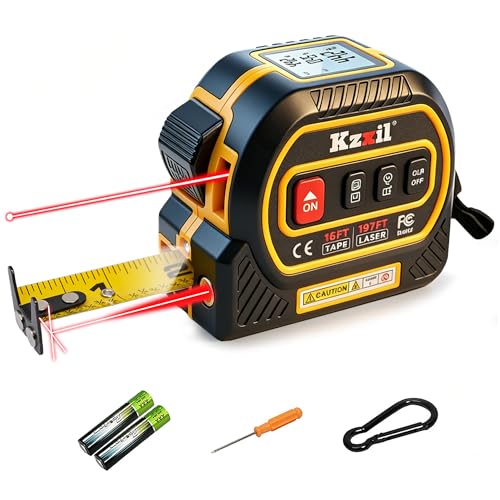 4-in-1 Laser Tape Measure 196ft Laser Measuring Tool 16ft Measuring Tape Movable Magnetic Hook Lighting and Magnetic Bottom Pythagorean, Area, Volume, Ft/Ft+in/in/M Unit-NOT Digital