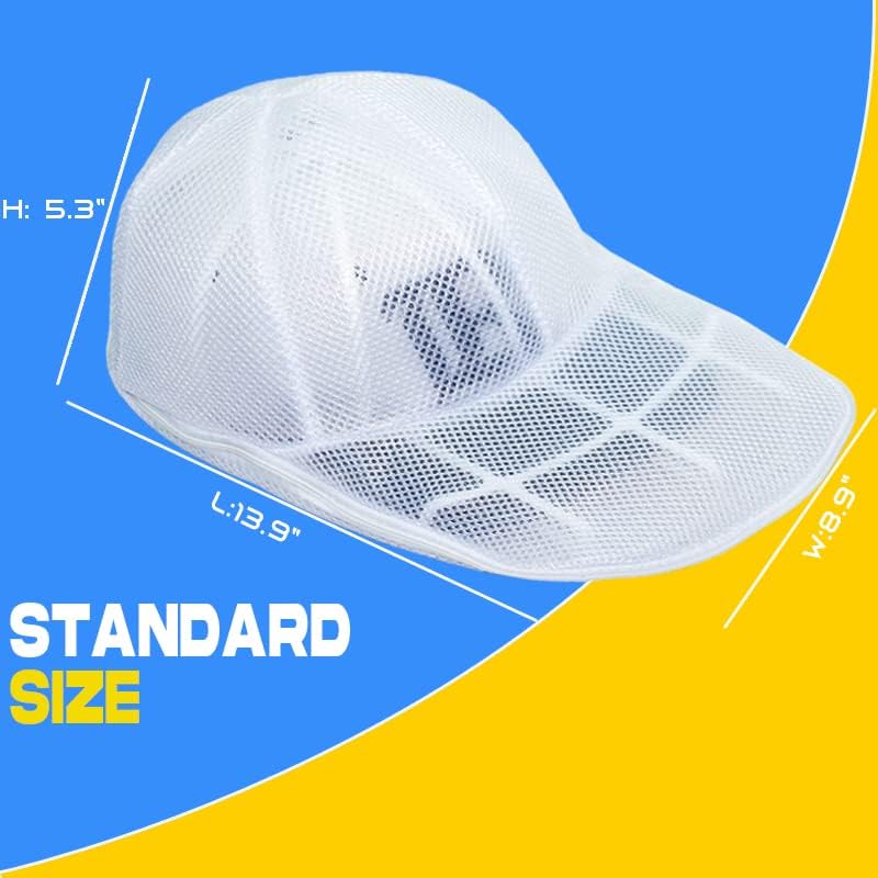 Miniatura 7 de Paquete de 3 arandelas de sombreros para lavadora, jaula de sombreros para lavar, bolsas de lavado de ropa para gorras de béisbol, limpiador de