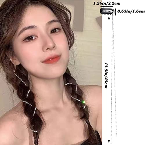 6 Pcs Rhinestones Hair Chains Bling Punk Tassel Hair Clips Crystal Hair Extension Rhinestone Hair Accessories 20 Inch Hair Strand For Women And Girls Hair Decorative（Sliver） #TOP2