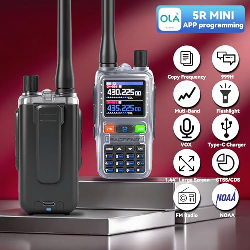 Image of BAOFENG UV5RMINI Two Way Radio NOAA Weather Radio Dual PTT 999CH Survival Radio APP Programming Copy Frequency Ham Radio