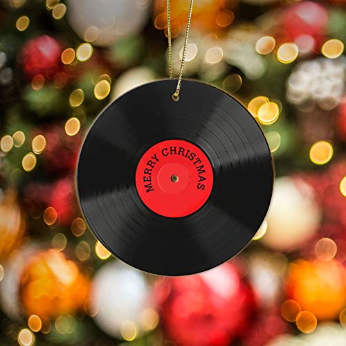 Wodoro Black Vintage Vinyl Record 2D Flat Wood Ornament, (Not 3D), Christmas Tree Hanging Vinyl Music Ornament thumb #4