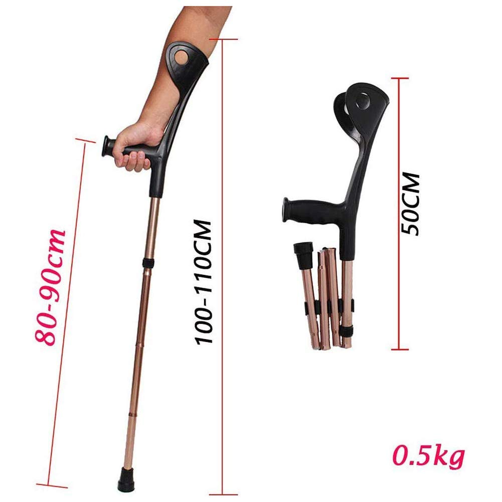 BJH Muleta Codo Plegable, Aleación De Aluminio, Bastón para Caminar Antebrazo Muleta Codo Muletas Plegable Ultraligero Asistencia De Aluminio Altura Ajustable con Mango Cómodo Interesting