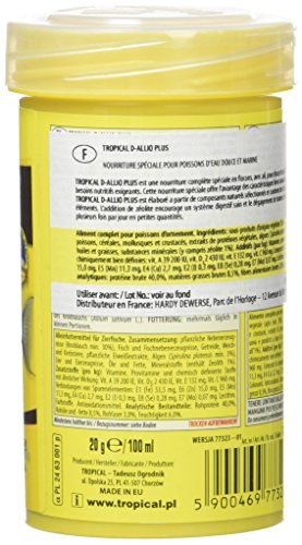 Ração Para Peixes D-Allio Plus Flakes 20g Tropical Tropical Para Peixes