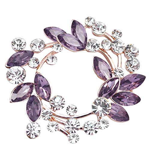 Image of Gyn&Joy Clear Crystal Rhinestone Floral Wreath Pin Brooch BZ005