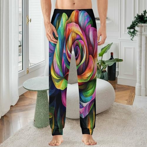 Rose Flower Men's Pajamas Pants Lightweight Sleep Lounge Pant Pjs Bottoms Casual Sleepwear2