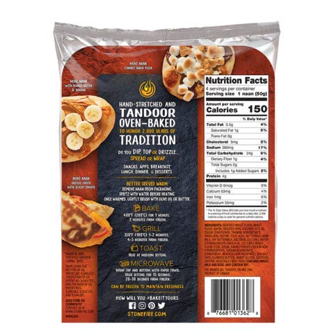 Stonefire Mini Naan (Origional) Fresh Authentic Flatbreads, (3 Pack) 12 Mini Flatbreads Total #TOP1