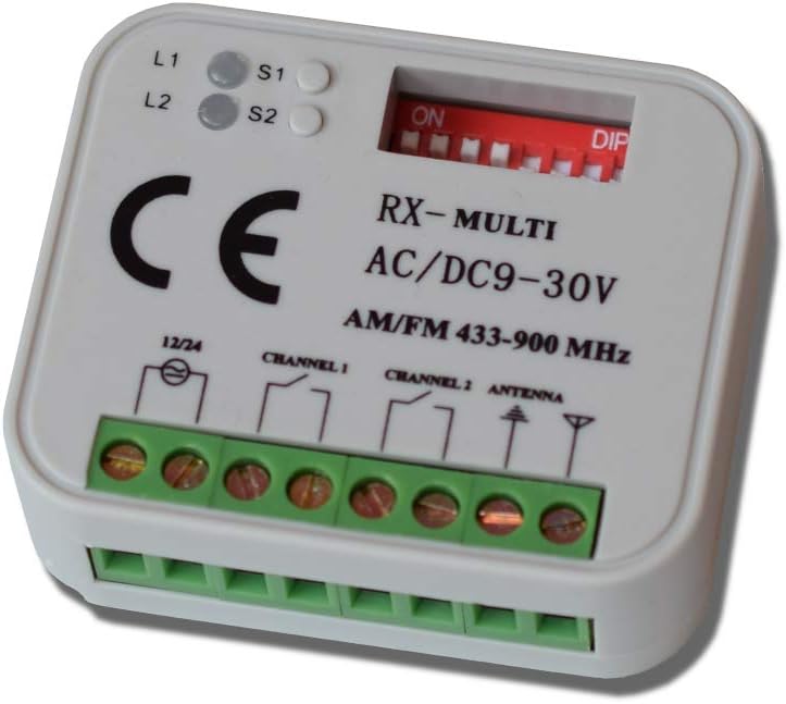 Universal radio receiver Schartec RX compatible with Sommer 4020 - Hörmann HSM 4 - Marantec 302 - Nice - Faac - Liftmaster - Ditec - V2 remote controls with 433 MHz and 868 MHz