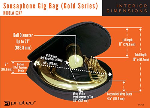 Protec Sousaphone Gig Bag - Gold Series, Model C247, Black #TOP3