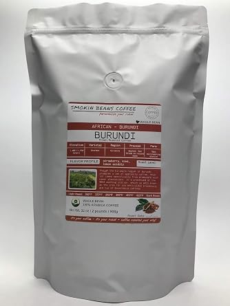 Smokin Beans 2-Pound Burundi Freshly Roasted Coffee, Washed Processing, Medium Roast, Premium Whole Bean Specialty Coffee