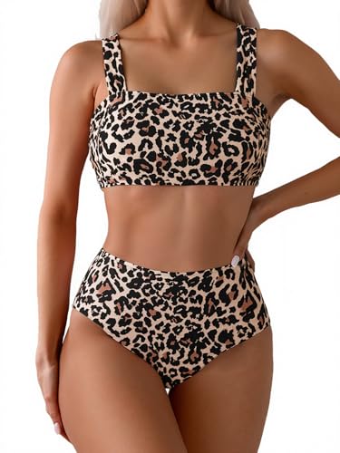 Fanuerg Damen-Bikini-Set mit hoher Taille,...