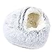 SHENGYAO Letto per Animali Domestici Rotondo Morbido Peluche scavando Grotta con Cappuccio Gatto Cane Letto Ciambella Rimovibile Lavabile Comodo Nido per Gatti,F-50cm