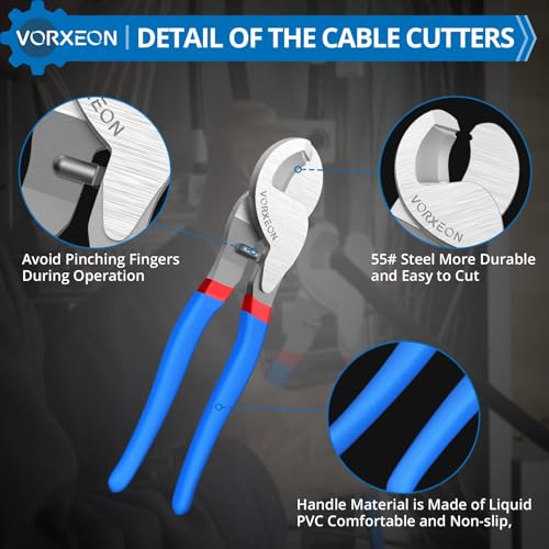 VORXEON Kabelschere Kabelschneider 240mm/9.5in Drahtschneider für Aluminium Kupfer Kabel Geeignet zum Schneiden von Drähten von 0-70 mm² (kleiner als AWG2/0)