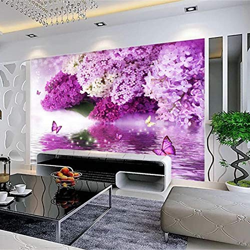 Décoration murale papiers peints 3D fleurs violettes salon chambre 400x280 - 6