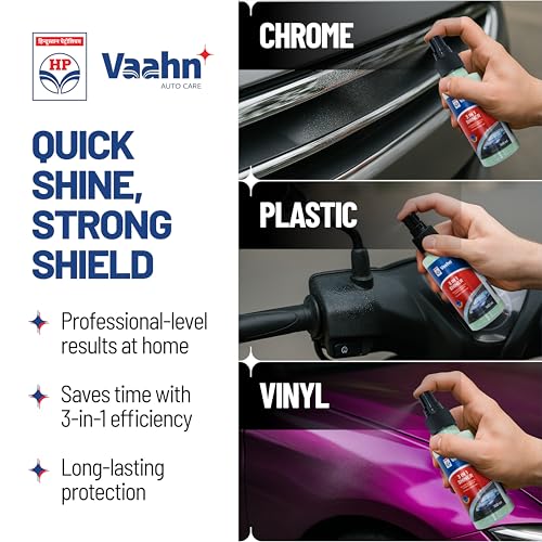 Image of HP Vaahn Car Interior Cleaning kit | Soft Glow Interior Car Care Kit - Interior Cleaner (125ml), 3-in-1 Shiner & Microfiber Cloth (40x40 cm, 340 GSM) | Interior Detailing Combo